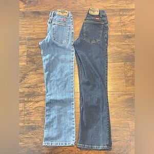 2 Pairs Of Boys Wrangler Boot Cut Jeans SIZE 14SLIM